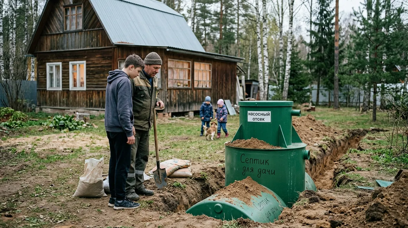 Септик с насосным отсеком