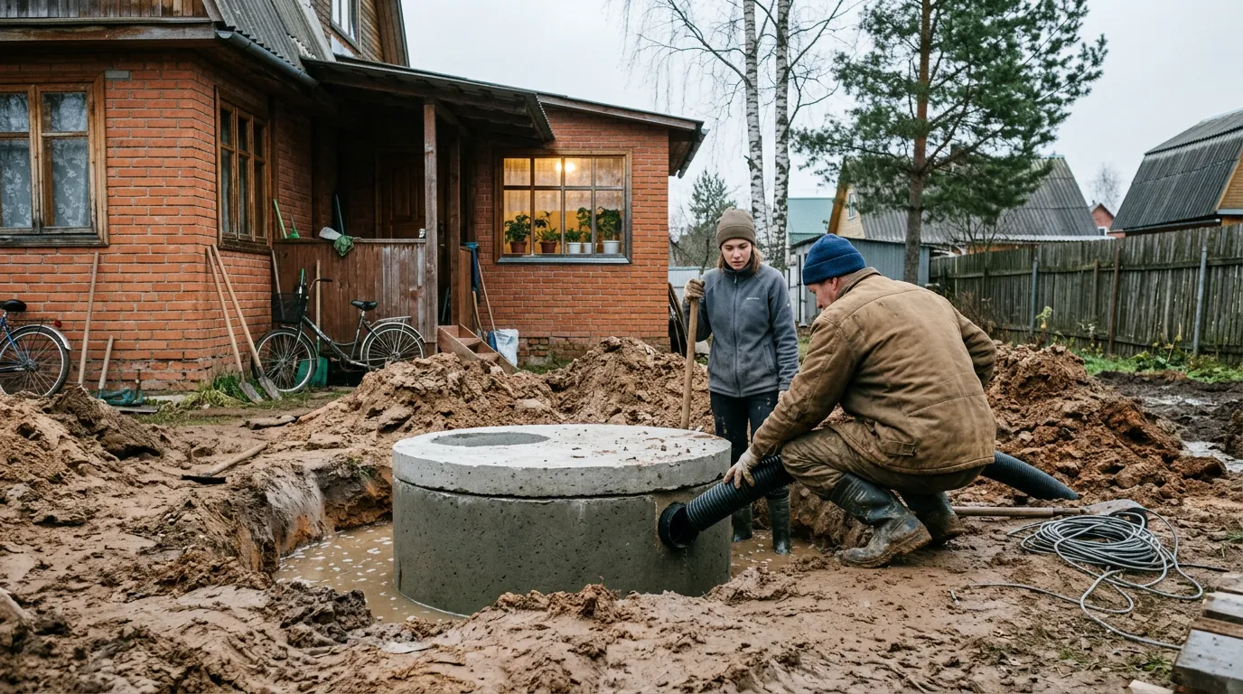 Вода в котловане на глинистом участке
