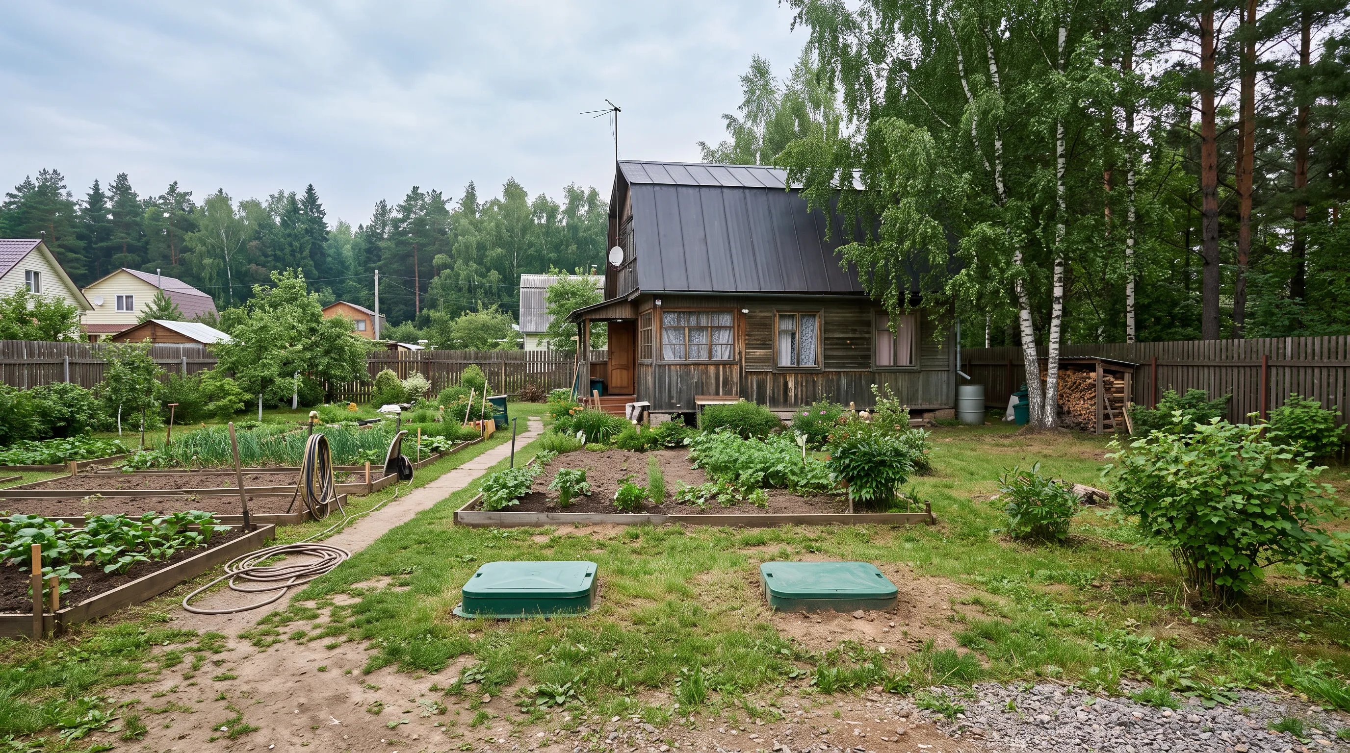 Переливной энергонезависимый септик на дачном участке