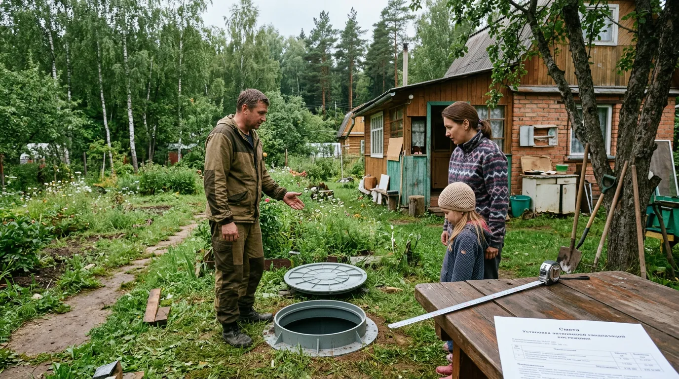 Смета на монтаж септика и рулетка на столе
