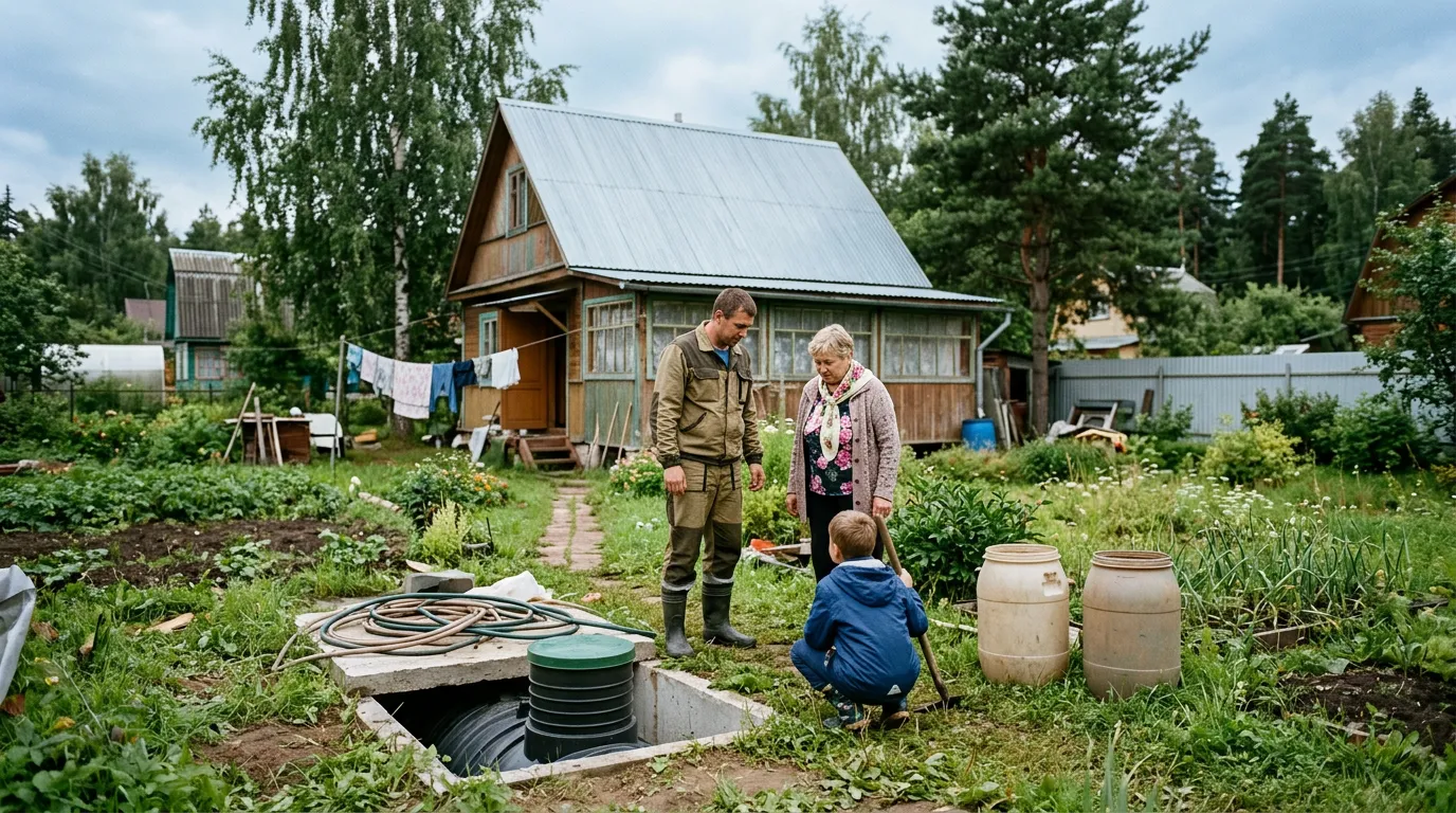Семья проводит лето на даче