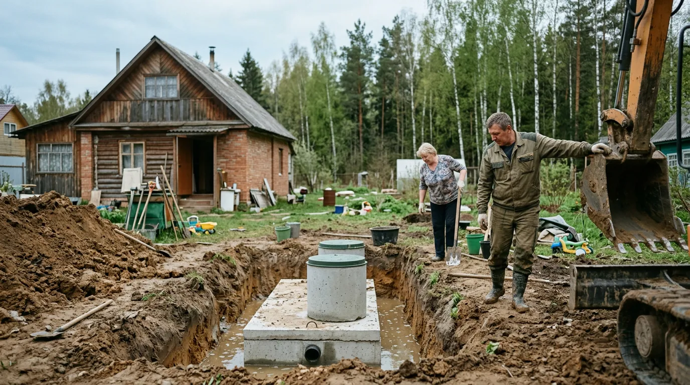 Глинистый участок с водой в котловане